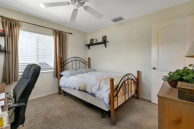 bedroom featuring carpet and ceiling fan