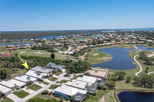 bird's eye view featuring a water view