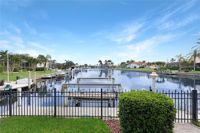 view of dock featuring a water view