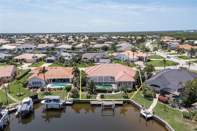 bird's eye view featuring a water view