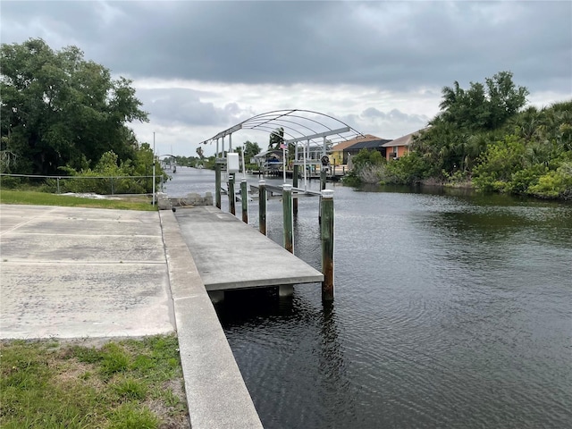 view of dock featuring a water view