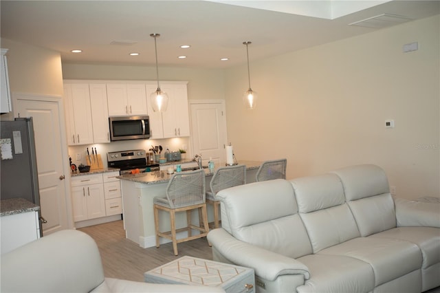 living room featuring light hardwood / wood-style floors