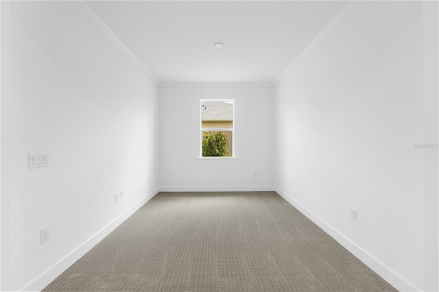 carpeted spare room featuring ornamental molding