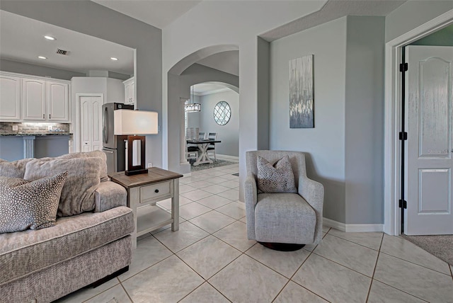 view of tiled living room