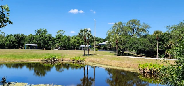 water view with a gazebo