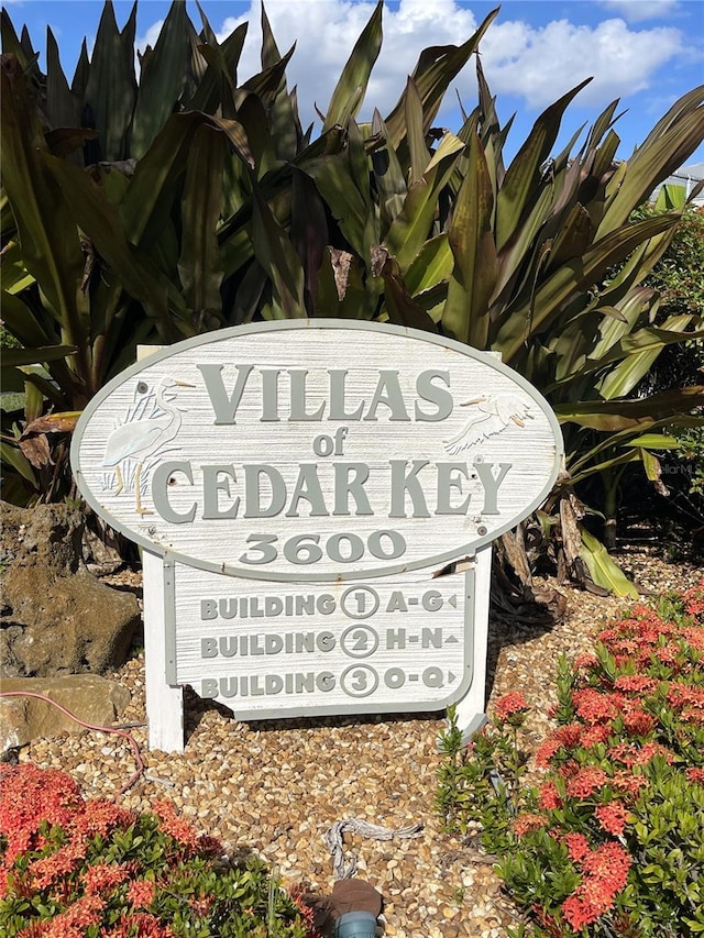 view of community sign