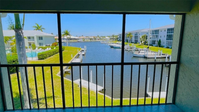 property view of water featuring a residential view