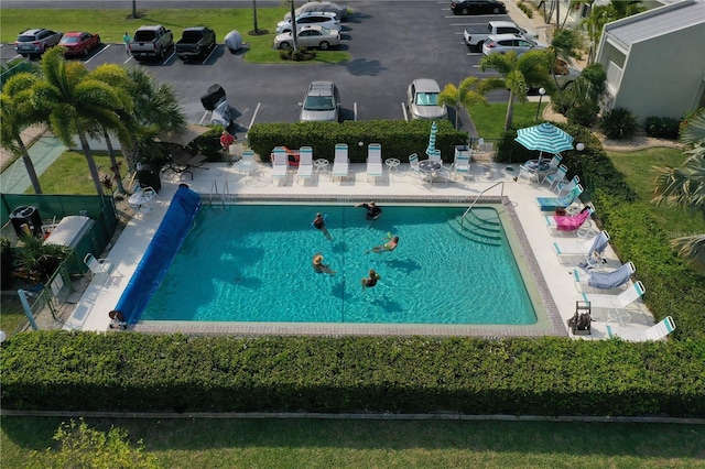 pool with a patio area