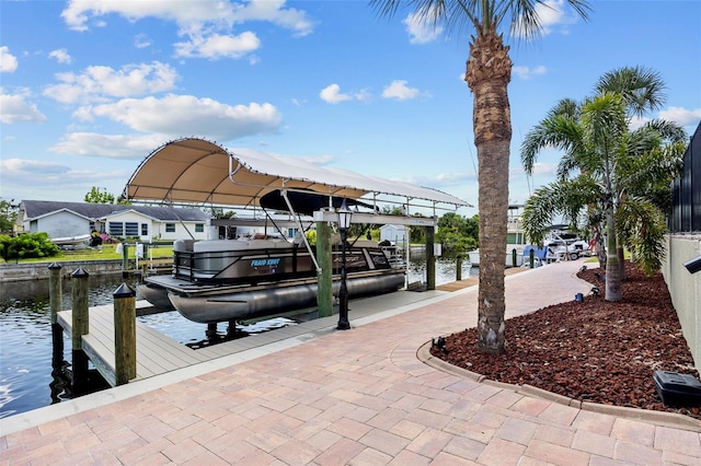 view of dock featuring a water view