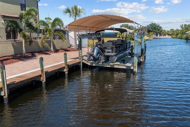 view of dock featuring a water view