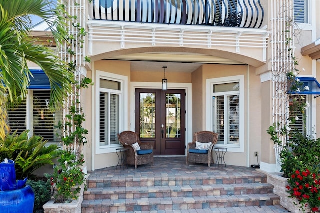 doorway to property with french doors