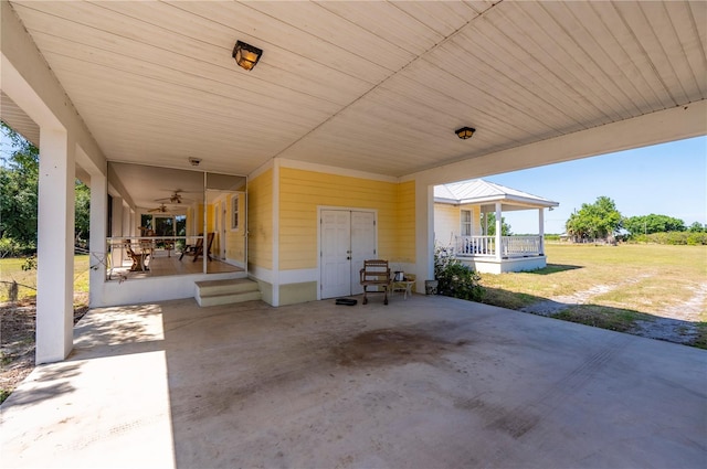 view of patio featuring a porch