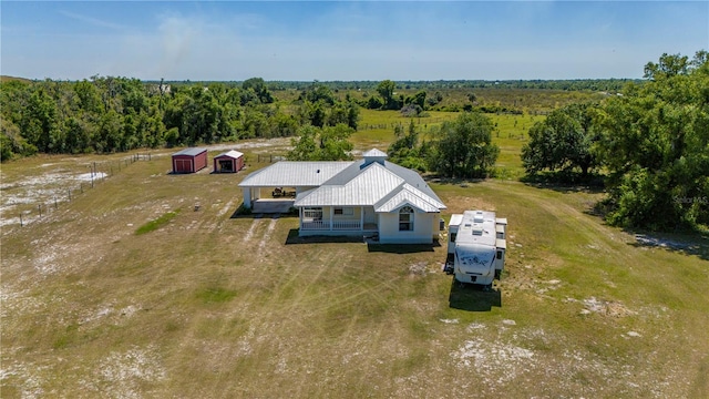 aerial view featuring a rural view