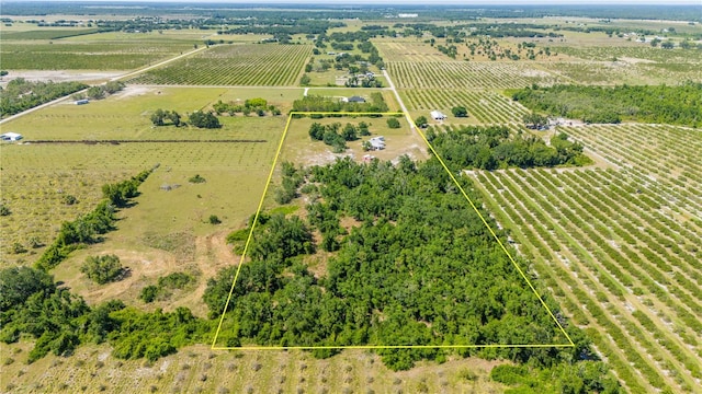 aerial view featuring a rural view