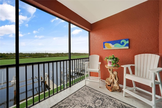 balcony with a water view