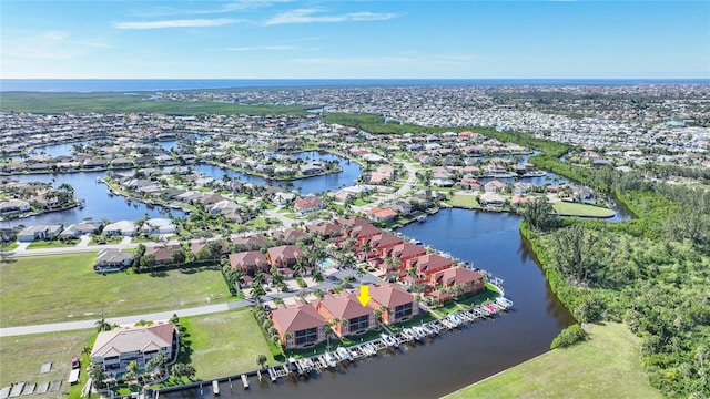 bird's eye view featuring a water view