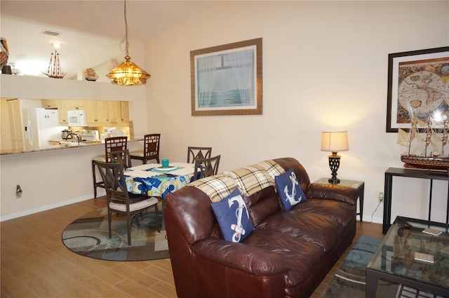 living room with wood-type flooring