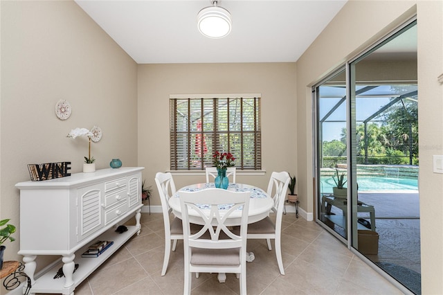 view of tiled dining space