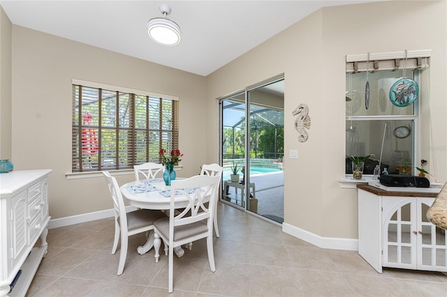 view of tiled dining space