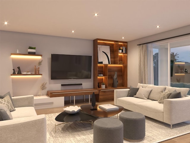 living room with wood-type flooring