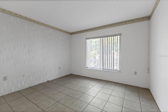 tiled empty room with ornamental molding