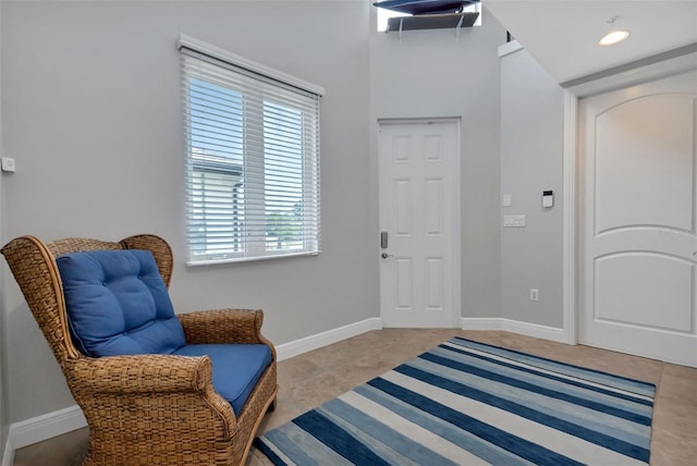 sitting room with tile floors