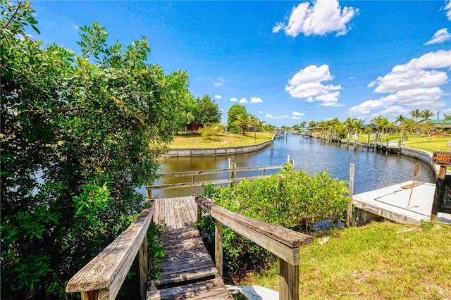 water view with a boat dock