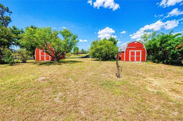 view of yard with a storage unit