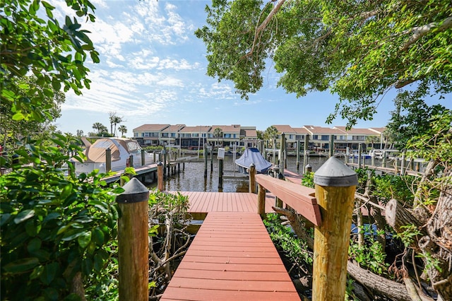 view of dock featuring a water view