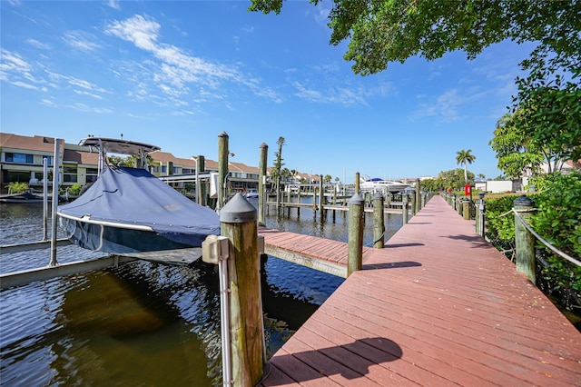 view of dock featuring a water view