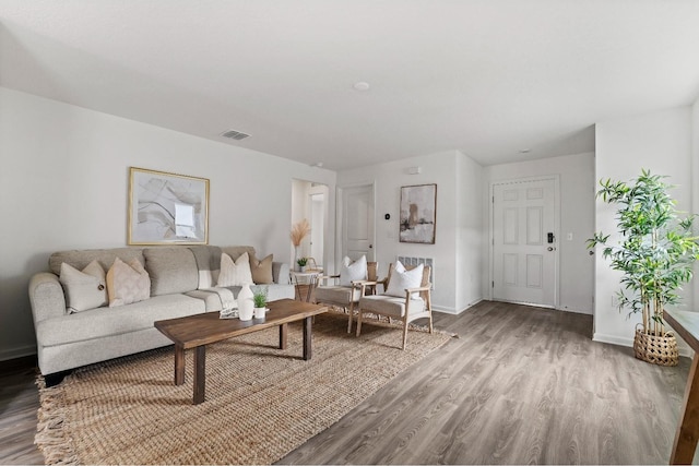 living room with light wood-type flooring