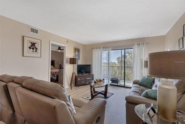 living room with hardwood / wood-style floors