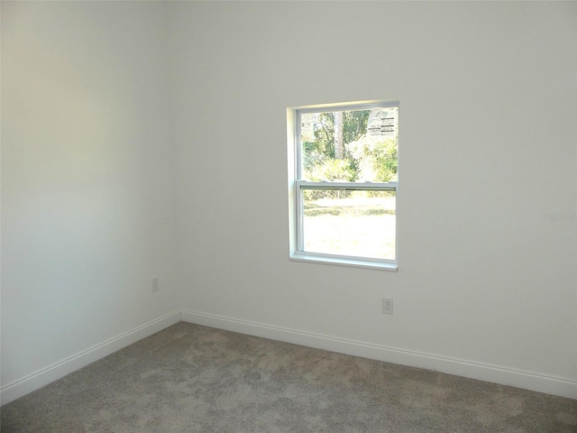 unfurnished room with light carpet