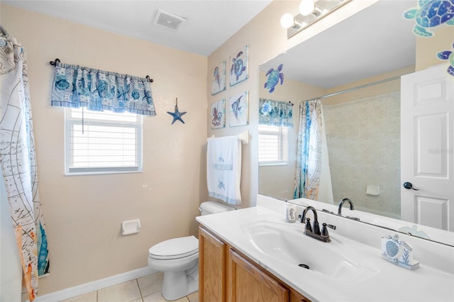 bathroom with tile patterned floors, vanity, and toilet