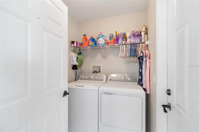 laundry room featuring washer and dryer