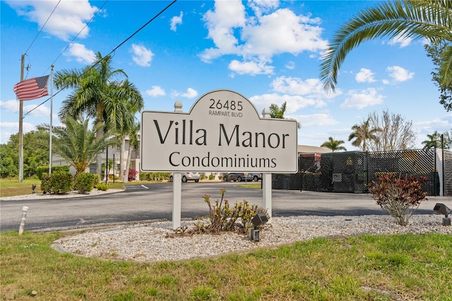 view of community sign