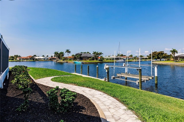 view of dock featuring a water view