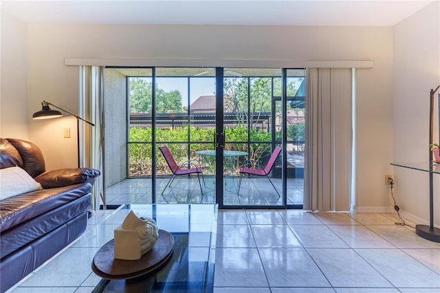 interior space featuring tile floors