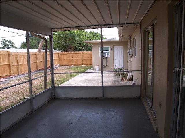 view of unfurnished sunroom