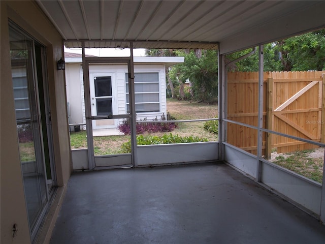 view of unfurnished sunroom