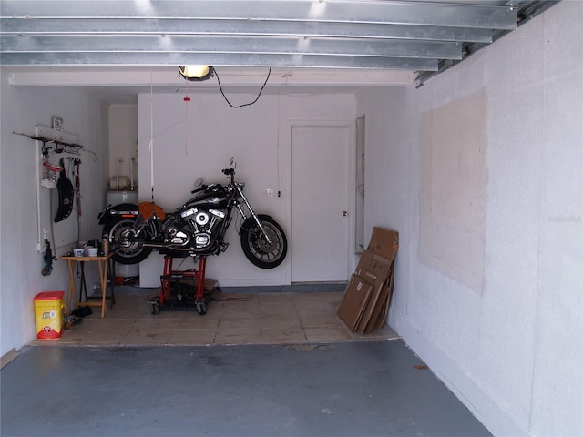 garage with a garage door opener