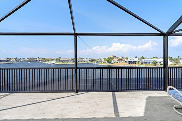 view of patio / terrace featuring a water view