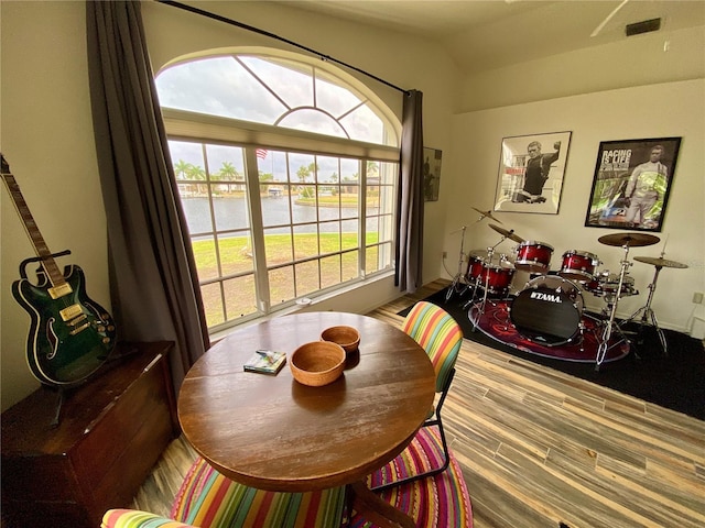 dining room with hardwood / wood-style floors