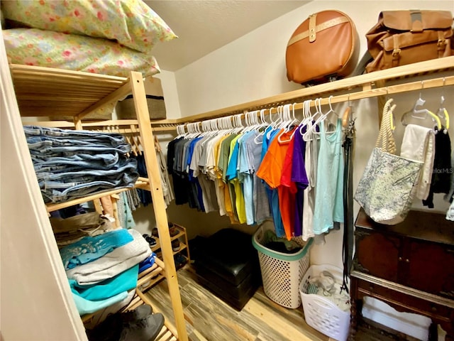 walk in closet featuring wood-type flooring