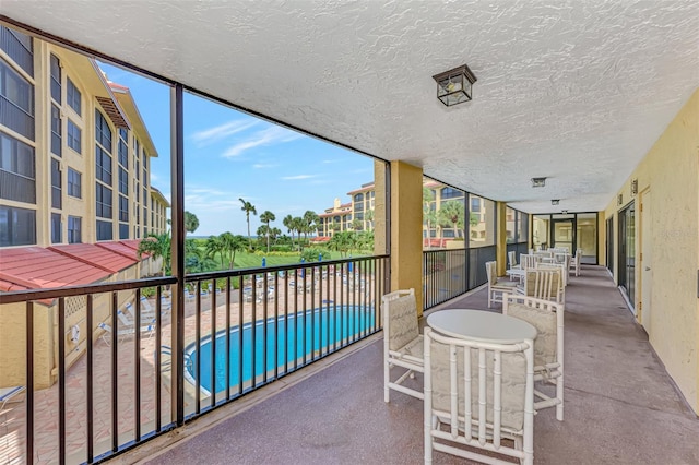 balcony with a patio area