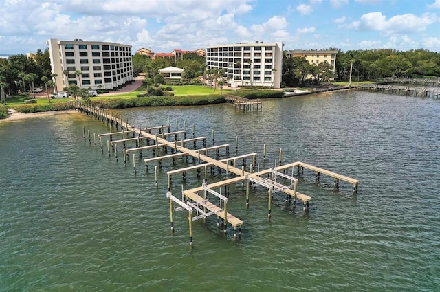 view of dock featuring a water view