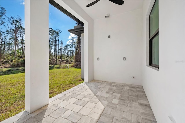 view of patio with ceiling fan