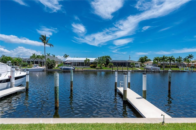 view of dock featuring a water view