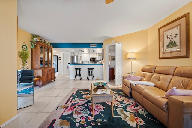 view of tiled living room