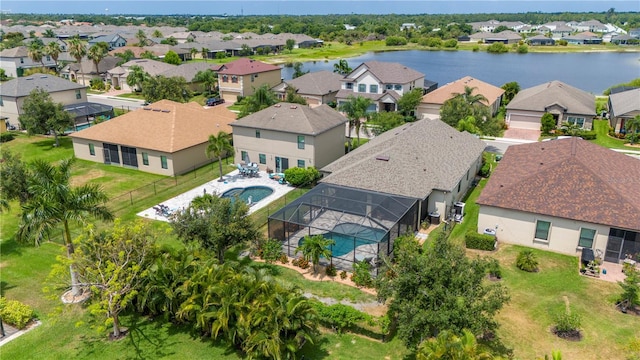 bird's eye view featuring a water view